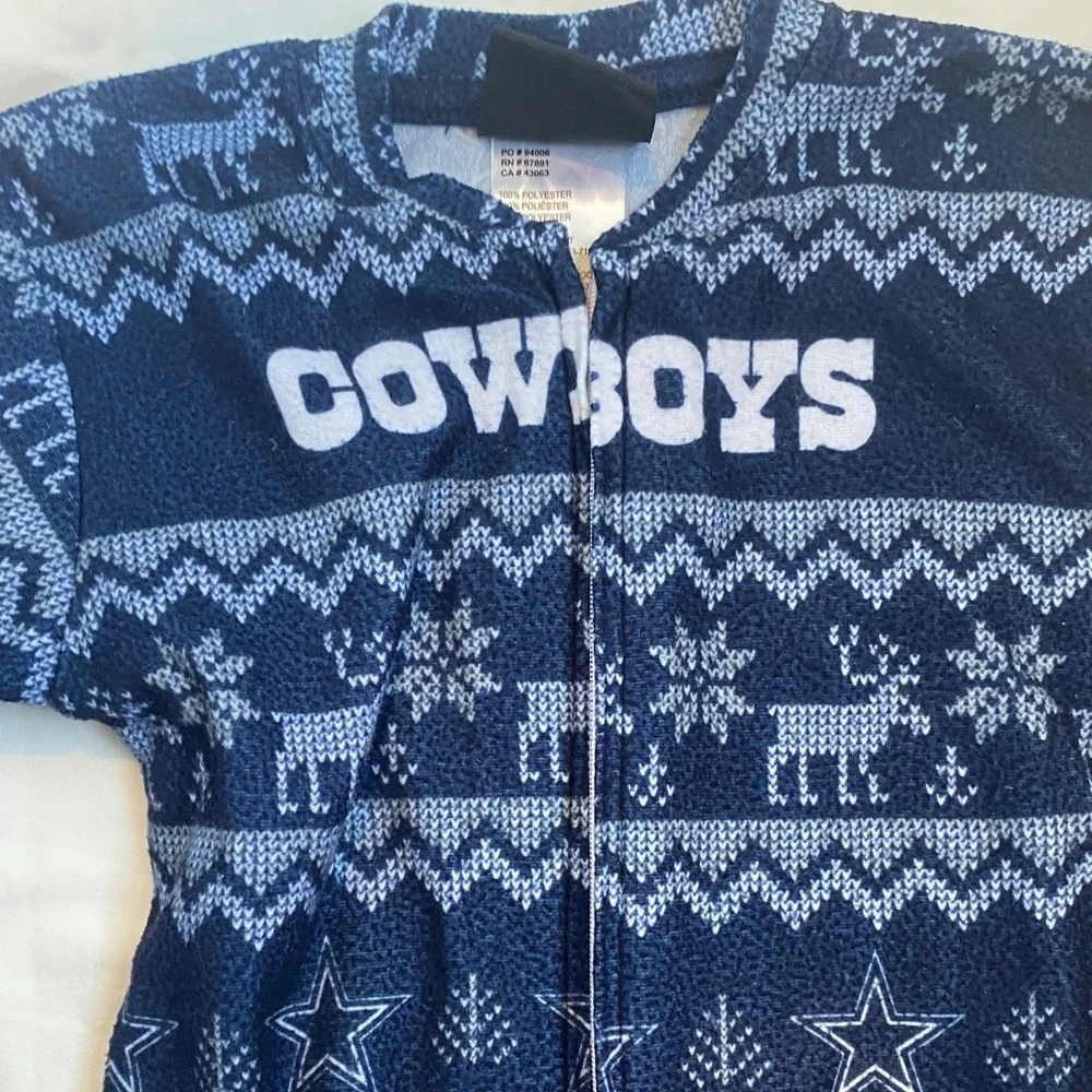 Navy 'Cowboys' Kids One-Piece Footie Pajamas